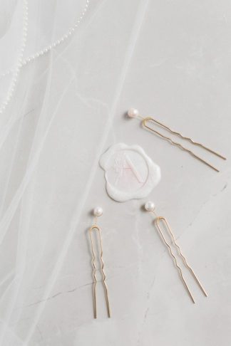 gold pearl hair pins
