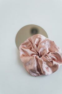 pink satin scrunchie