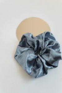 blue satin scrunchie