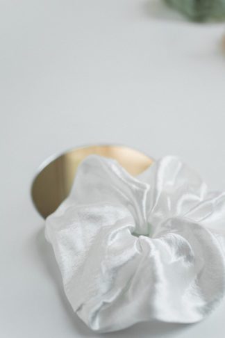 white satin scrunchie