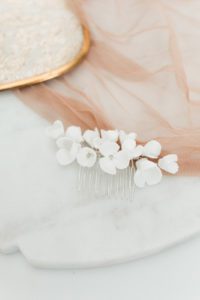 porcelain floral hair comb