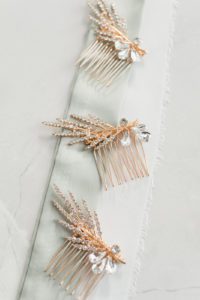 jewelled gold hair comb bridal accessory