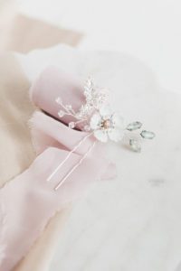 silver floral hair pin
