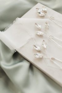 silver glam bridal hair pins