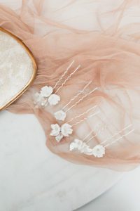 porcelain floral hair pins