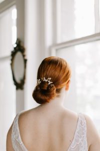 gold pearl hair pins bridal updo