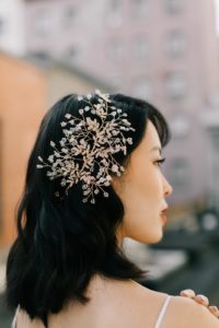 rhinestone and beaded headband bridal hair