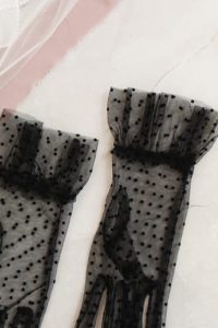 black tulle polka dot bridal gloves