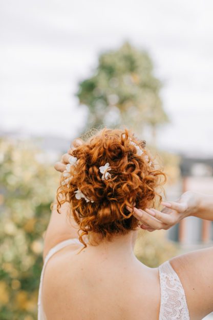 porcelain floral hair comb bridal updo