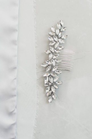 silver crystal hair comb