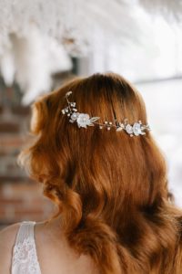gold floral headband bridal hair