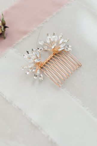 gold crystal hair comb
