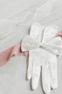 white satin bridal gloves