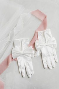 white satin bridal gloves