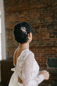 gold floral hair comb bridal updo