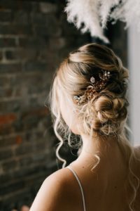 gold floral hair comb bridal updo