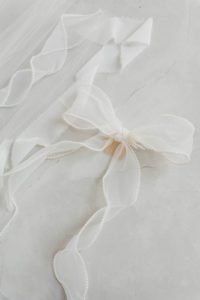 white tulle bridal hair bow
