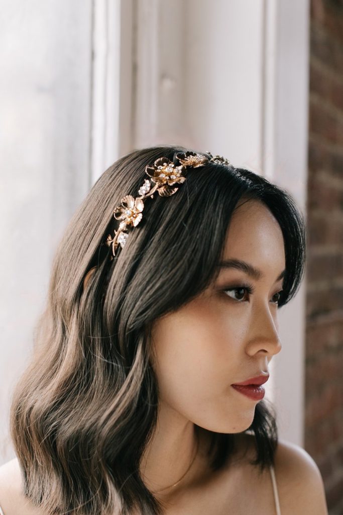 metallic gold floral headband