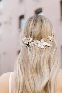 gold floral hair comb bridal hair