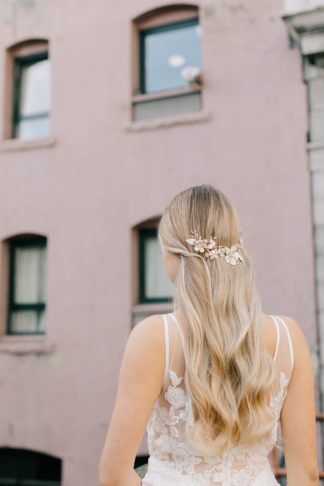 gold floral hair comb bridal hair