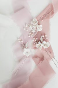 porcelain floral hair pins
