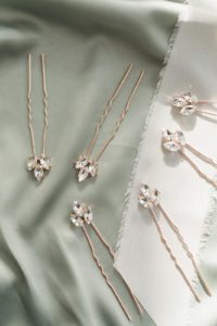 rose gold crystal bridal hair pins